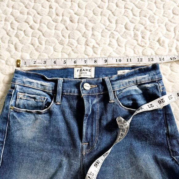 Frame Le Skinny De Jeanne fringe ankle jeans ripped denim distressed 27 4 - Picture 8 of 8